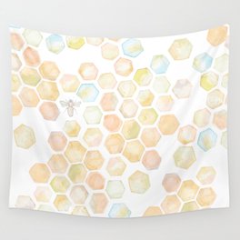 Bee and honeycomb watercolor Wall Tapestry