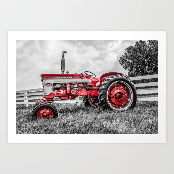 IH 240 Side View Selective Red Farmall Tractor Art Print