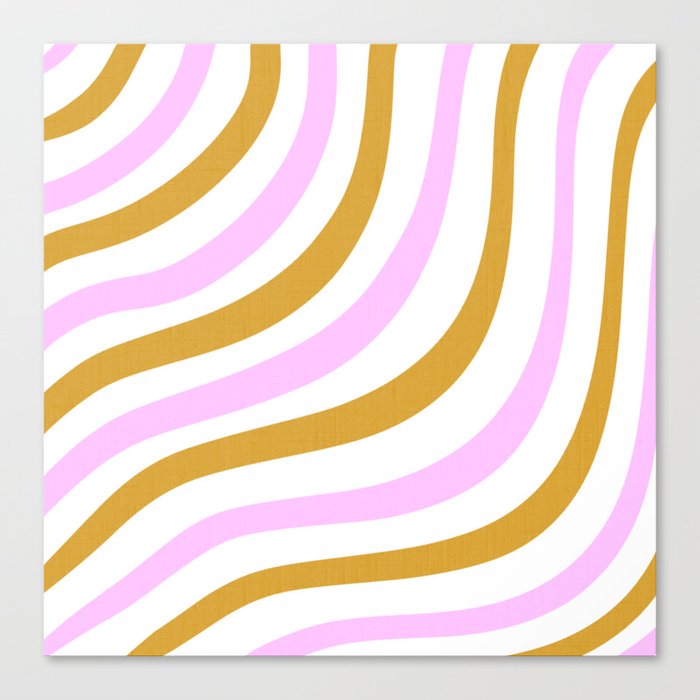 Pastel Pink and Gold Stripes Canvas Print