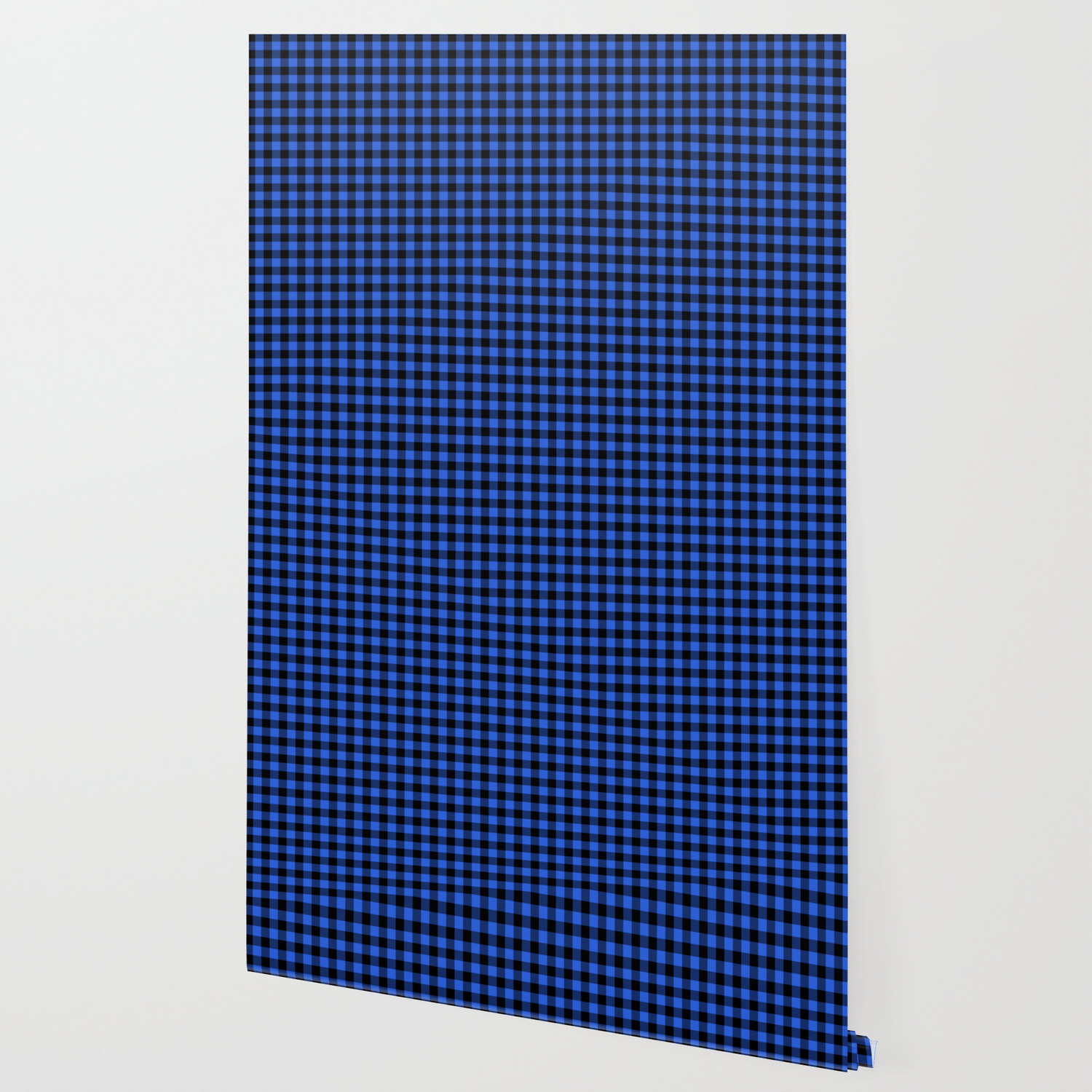 Classic Royal Blue Country Cottage Summer Buffalo Plaid Wallpaper