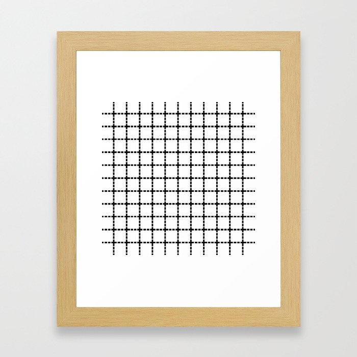 Dotted Grid Black on White Framed Art Print