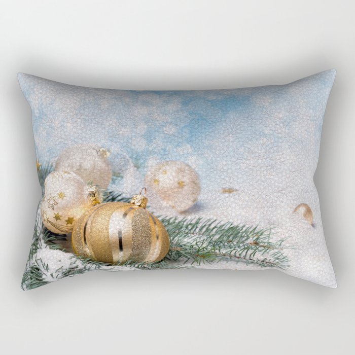 Gold Blue Ornaments Rectangular Pillow