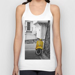 Yellow Vespa in Old Town Cannes Black and White Photography Tank Top