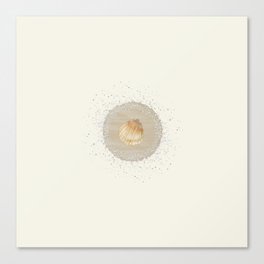 Watercolor Seashell and Sand Circle on Cream Off-White Canvas Print