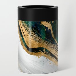 Malachite green watercolor and gold Can Cooler