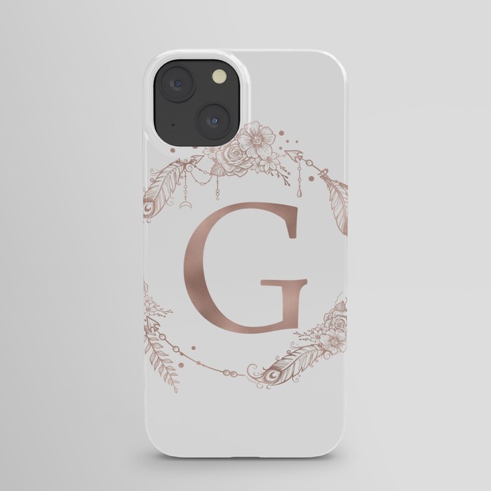 Letter G Rose Gold Pink Initial Monogram iPhone Case