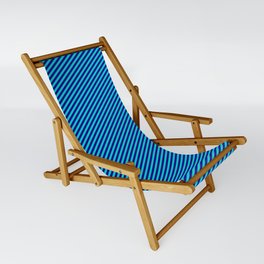 [ Thumbnail: Dark Blue and Dark Turquoise Colored Striped Pattern Sling Chair ]