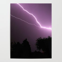 Purple Lightning Night Sky Poster