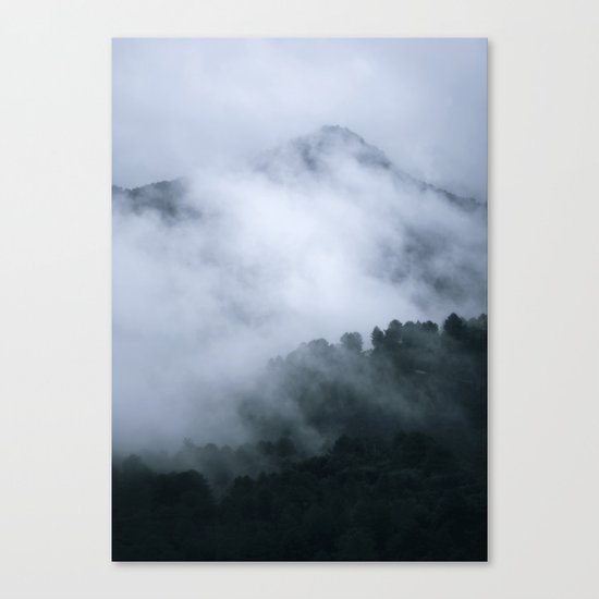 "Mistery mountains". Retro. Foggy. Canvas Print