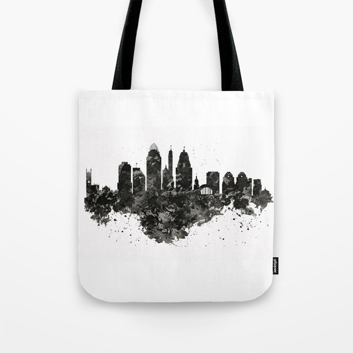 Cincinnati Skyline Black and White Tote Bag