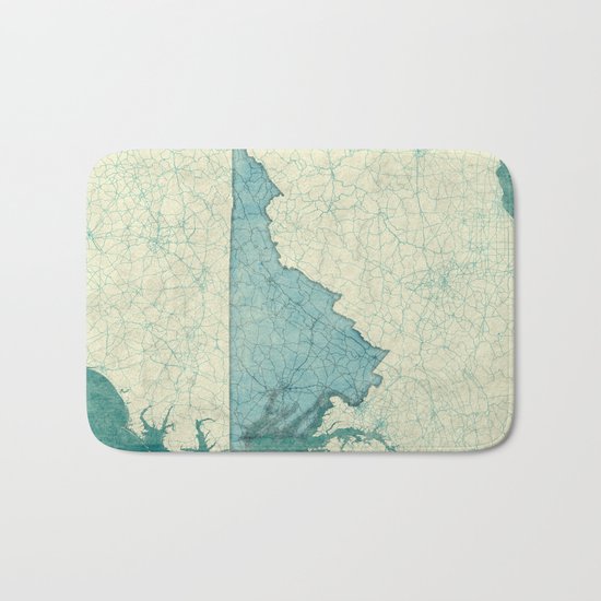 Virginia State Map Blue Vintage Bath Mat