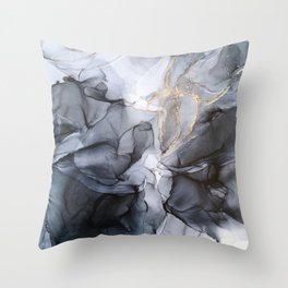 Calm but Dramatic Light Monochromatic Black & Grey Abstract Throw Pillow