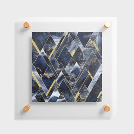 Mountains of Gold - Navy Blue Geometric Floating Acrylic Print