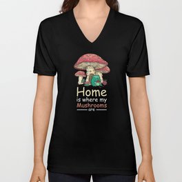 Home Is Where My Mushrooms Are Frog V Neck T Shirt