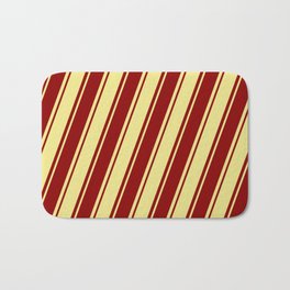 [ Thumbnail: Tan & Dark Red Colored Stripes/Lines Pattern Bath Mat ]