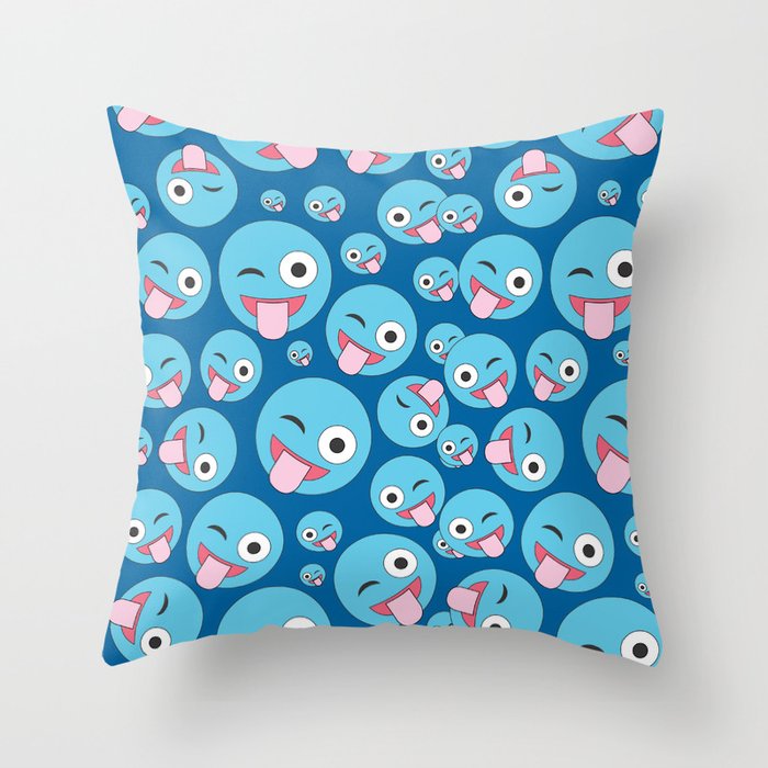 Crazy Wink and Sticking Tongue Out Throw Pillow