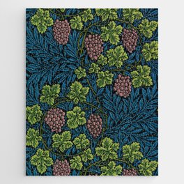 William Morris Midnight blue grapes and grape vines vineyard textile pattern 19th century floral print Jigsaw Puzzle