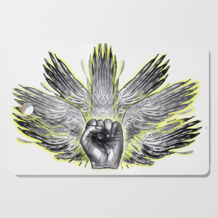 surreal winged hand mystical Feathered animal  Cutting Board
