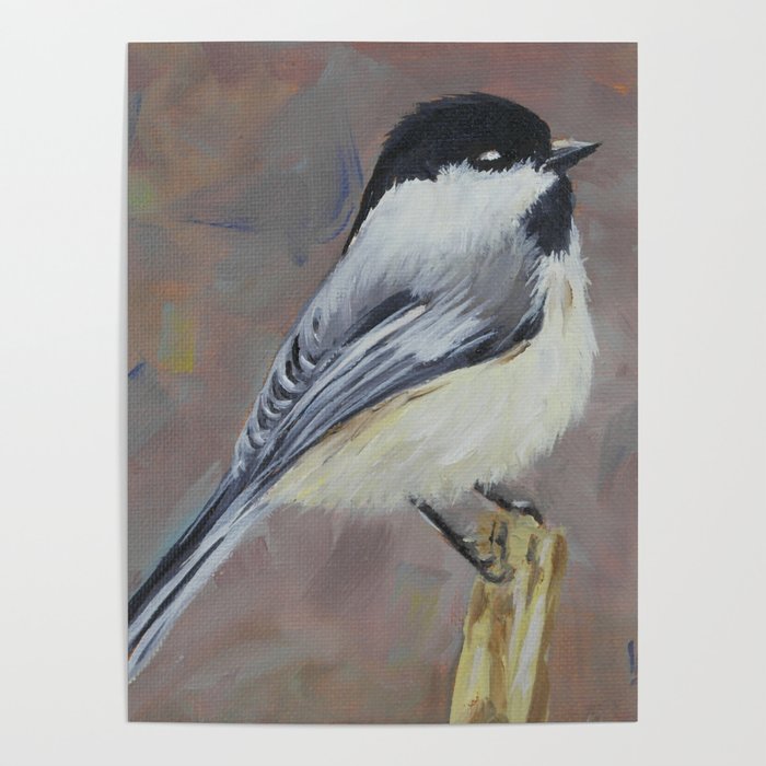 Chickadee in Oil Poster