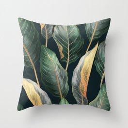 Palm leaves seamless vintage pattern Throw Pillow
