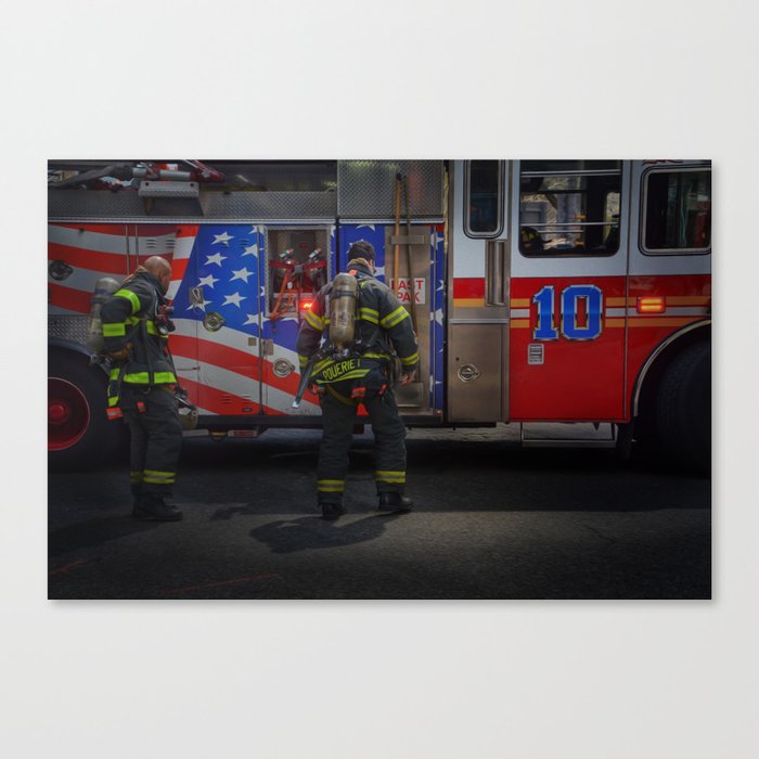 Fdny Firefighter Fireman Fire Truck Illustration Painting Art