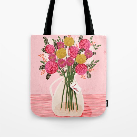 Valentines Day Bouquet floral vase flower by Andrea Lauren Tote Bag