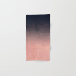 Modern abstract dark navy blue peach watercolor ombre gradient Hand & Bath Towel