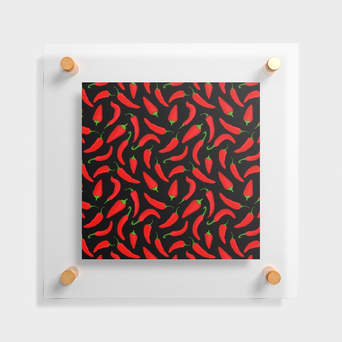 Red Chilli Peppers Pattern Floating Acrylic Print