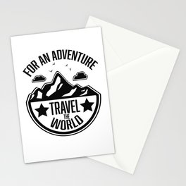 For An Adventure Travel the World retro logo. Stationery Card