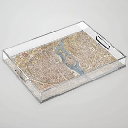 Color Map of Paris Circa 1550 Acrylic Tray