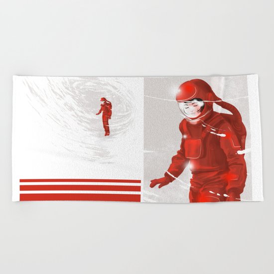 Hiroko in Storm // (astronaut girl) Beach Towel