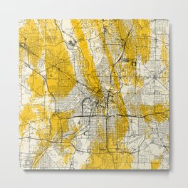 Akron USA - Yellow City Map Metal Print