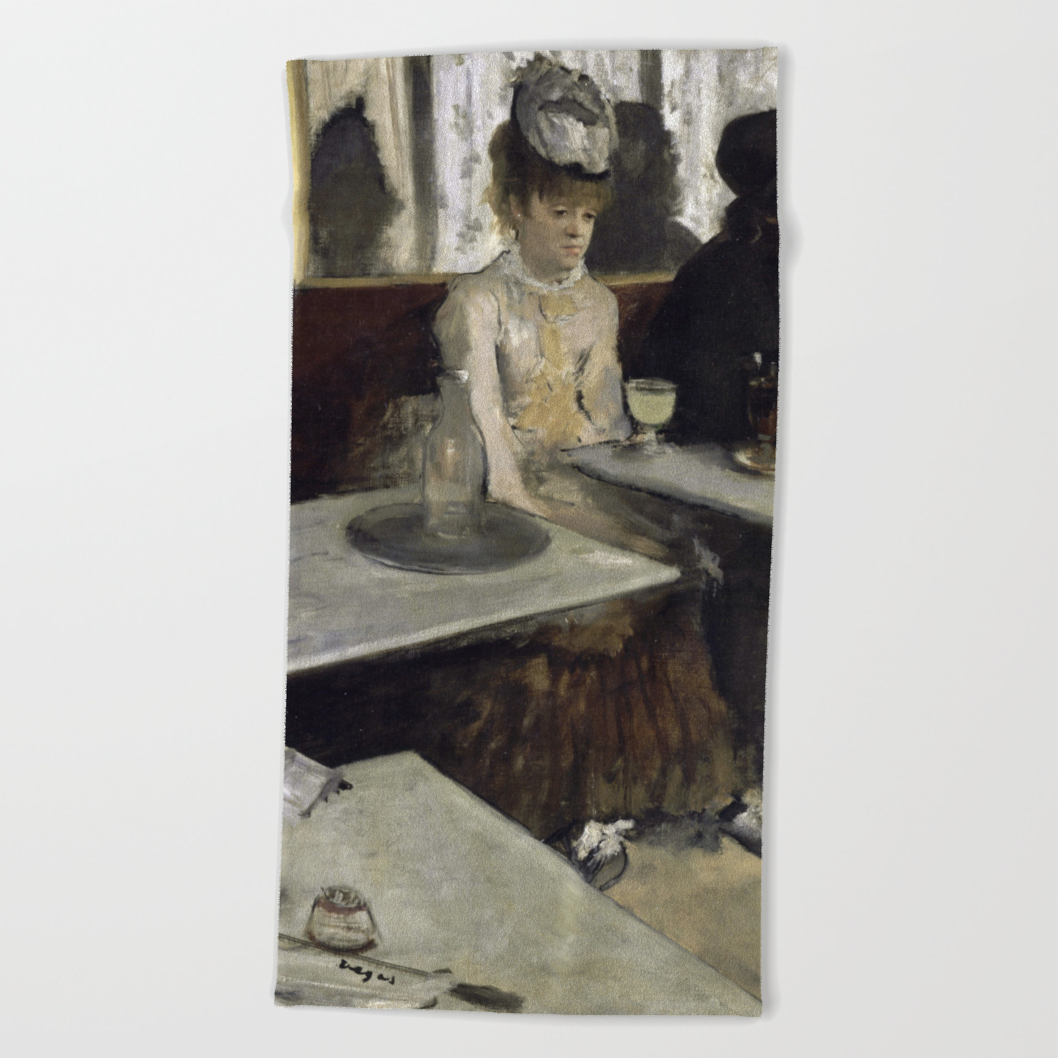 The Absinthe Drinker By Edgar Degas Beach Towel By