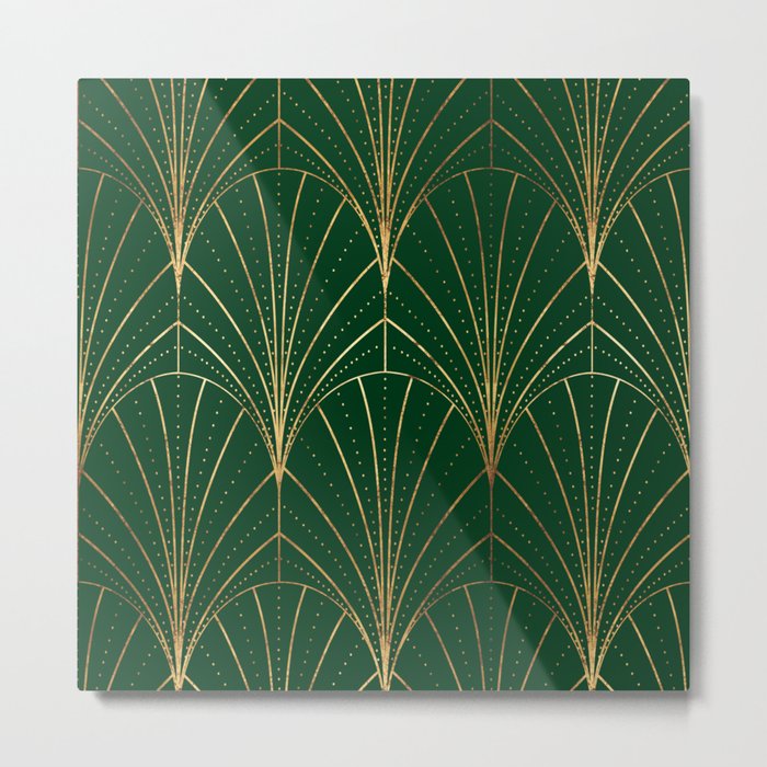 Art Deco Waterfalls // Emerald Green Metal Print
