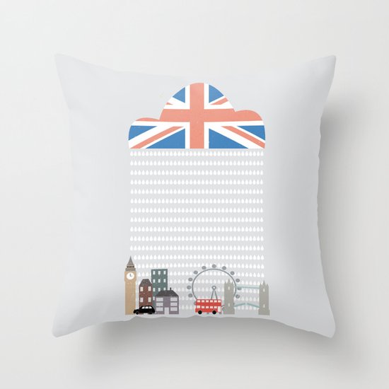 Raining Over London Throw Pillow