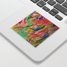 Wild Child: a colorful, vibrant abstract piece in neon and bold colors Sticker