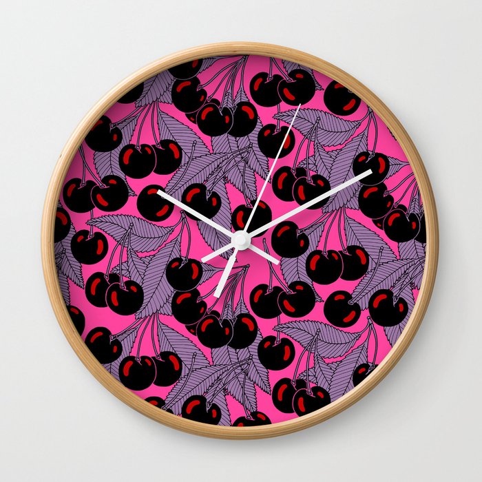 Cherries pink Wall Clock