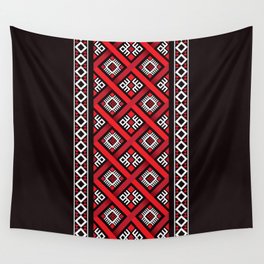 Ethnic Abstract Single Pattern - RED Wall Tapestry