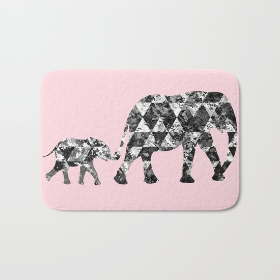 Patchwork Elephants Bath Mat