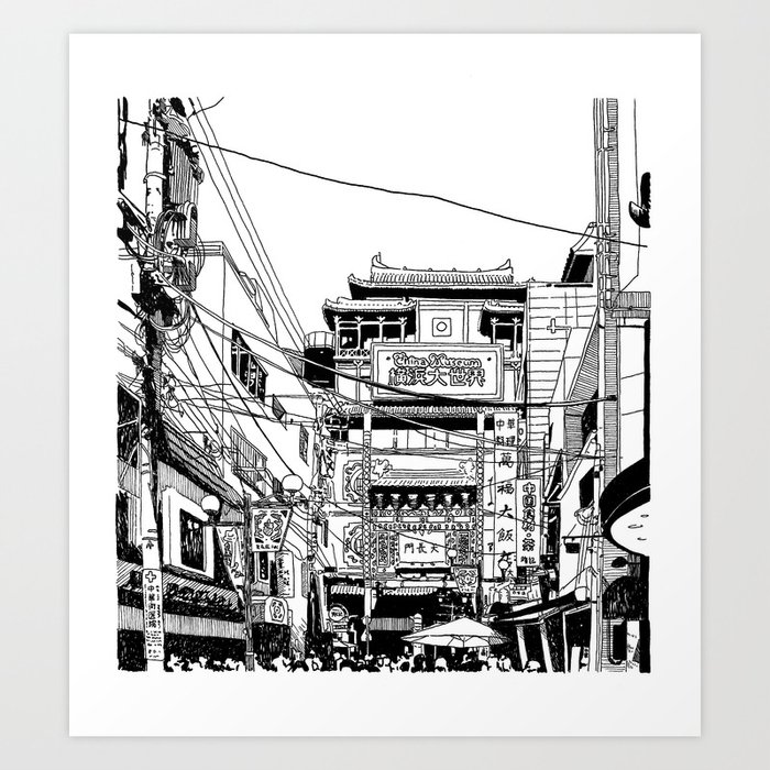 Yokohama - China town Art Print