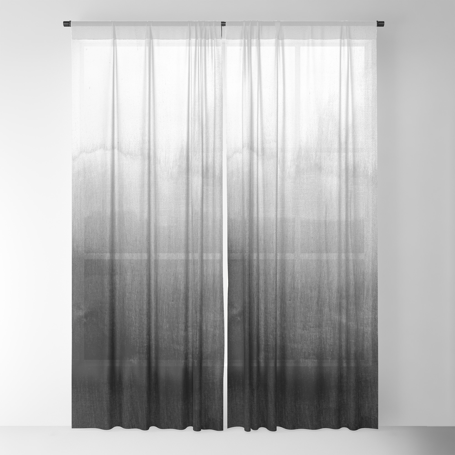 Modern Black And White Watercolor Gradient Sheer Curtain By Blackstrawberry Society6