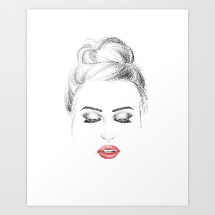 Minimalist Fashion Illustration Model Face Art Print By
