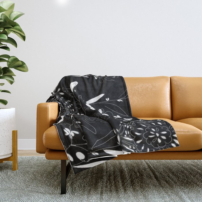 black toile by cocoblue Throw Blanket
