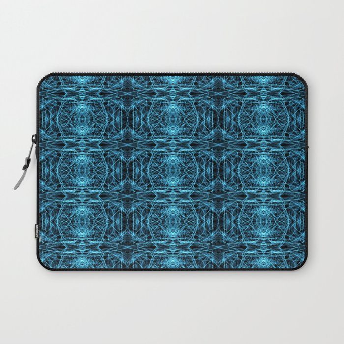 Liquid Light Series 38 ~ Blue Abstract Fractal Pattern Laptop Sleeve