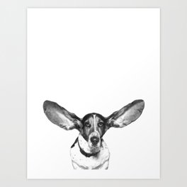 Black and White Dog Ears Art Print