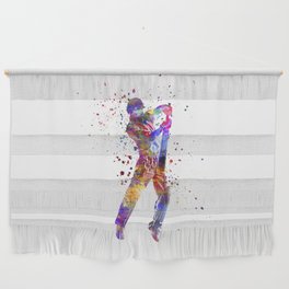 Watercolor cricket player Wall Hanging