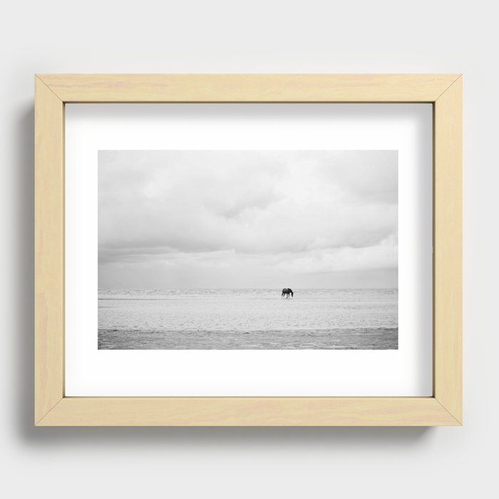 minimalist beach horse Recessed Framed Print