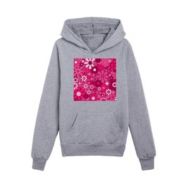 Retro Garden Gingham Flowers Hot Pink Magenta Abstract Floral Pattern Kids Pullover Hoodies