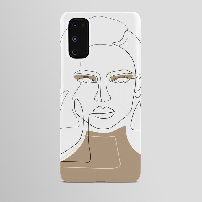 Chic Tan / Beige girl face with short hairstyle Android Case