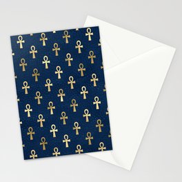 Ankh Symbol Ancient Egypt - Blue and Gold Stationery Card